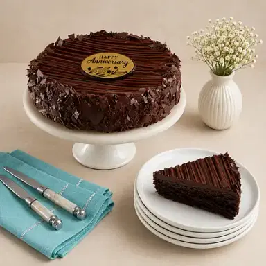 Anniversary Triple Chocolate Enrobed Brownie Cake