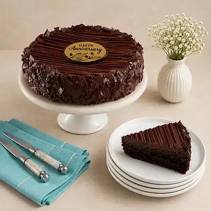 Anniversary Triple Chocolate Enrobed Brownie Cake